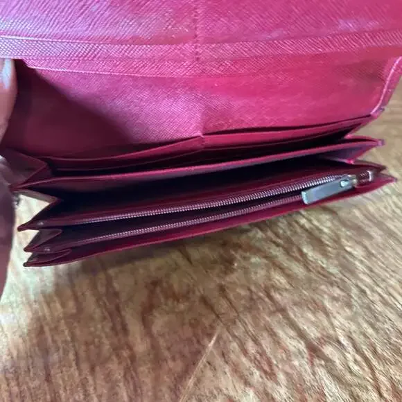 Burberry Embossed Leather Bifold Continental Long Wallet Red